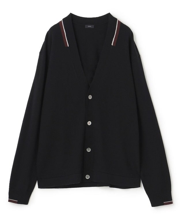 JOSEPH HOMME ウォッシャブルウール　Vネックカーディガン ブラック系