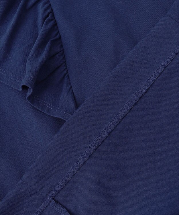 UNFILO 【吸水速乾/マシンウォッシャブル】フリルスリーブ Tシャツ ダルブルー系