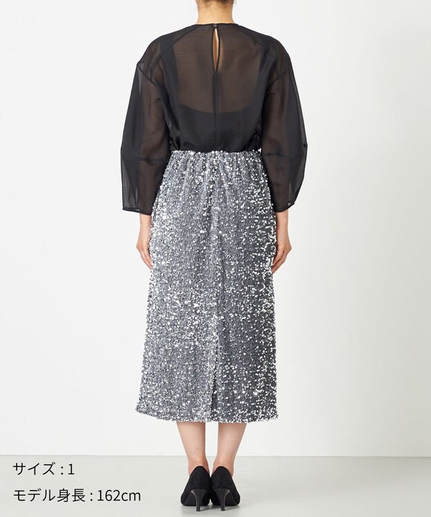 NAVE 【Nave・洗える】スパンコール スカート シルバー系
