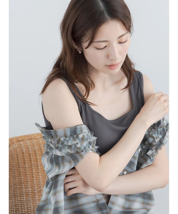 Te chichi 【接触冷感】前後2WAYデザインネックタンクトップ チャコールグレー
