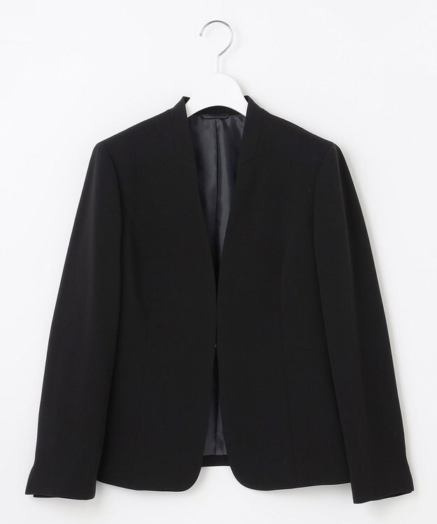 J.PRESS LADIES L 【WEB限定カラーあり・洗える】セラテリーダブルクロス ノーカラー ジャケット ブラック系