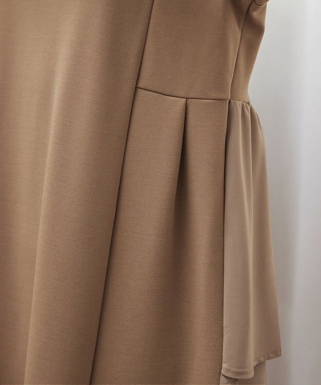 Tiaclasse L 【洗える】ドッキングティアードワンピース キャメル