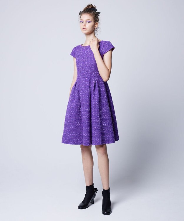 TOCCA CHIFFON TWEED ドレス パープル系