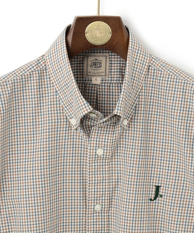 J.PRESS MEN 【WEB限定】ポプリンチェック J刺繍 シャツ/B.D アイボリー系3