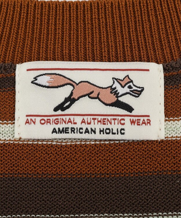 AMERICAN HOLIC 【PENNEY'S】レトロボーダー半袖ニット Orange