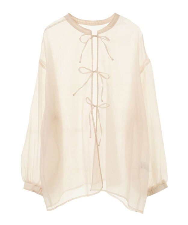 earth music&ecology シアーリボンシャツ Ivory