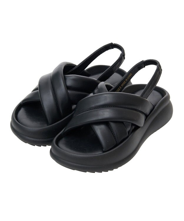 Green Parks ＲＵＰＩＳ．　パフクロスサンダル Black