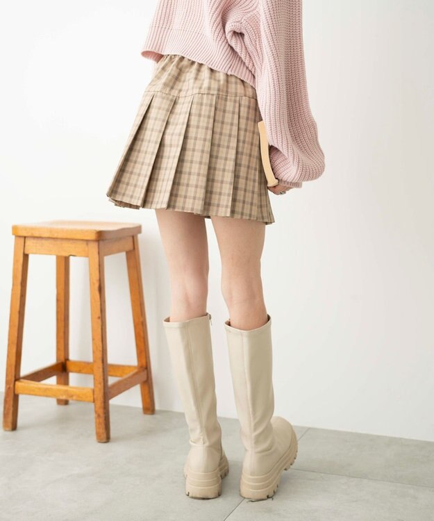 WEGO 【SCHOOL ITEM】プリーツスカパン ベージュチェック1
