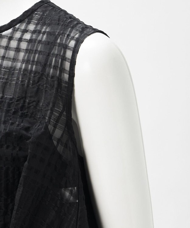 23区 【エステータ】シャドーチェック アシンメトリー ワンピース ブラック系