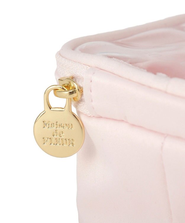 Maison de FLEUR ビジューリボンクリアポーチS Pink