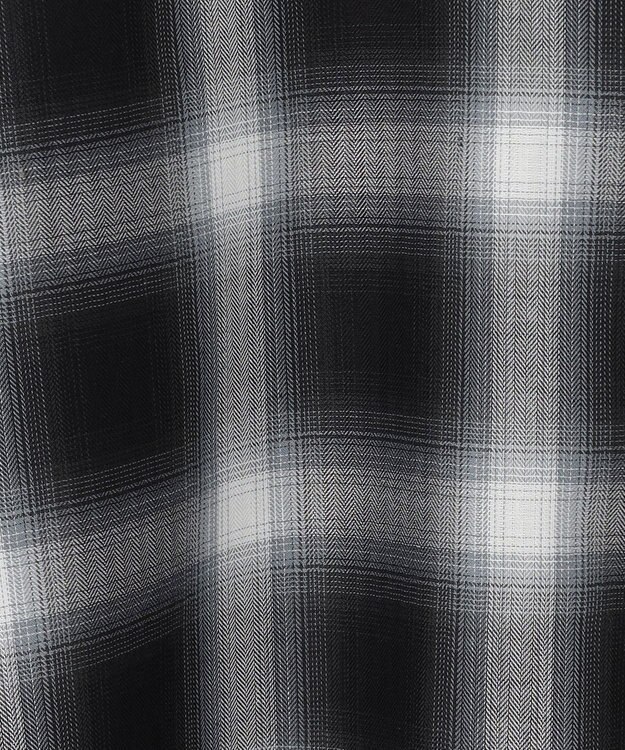 UNFILO MENS 【男女兼用】エアリーシアー オンブレシャツ ブラックチェック