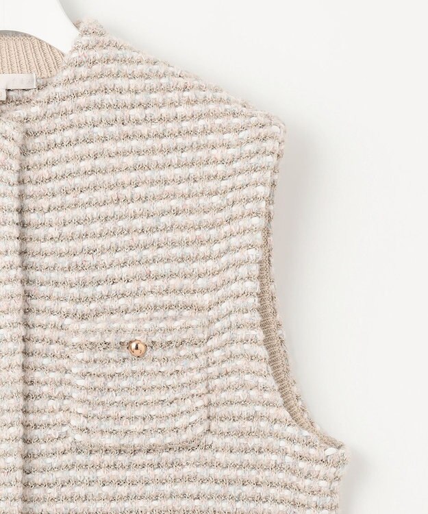 自由区 L ツイード調ニット ジレ ベージュ系