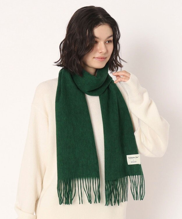 MOONBAT 【WEB限定】MACKINTOSH PHILOSOPHY バッキンガムベア付きウール100%無地マフラー (パッケージ付き) グリーン