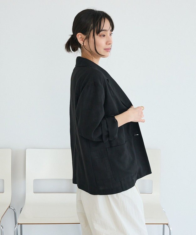 CRAFT STANDARD BOUTIQUE リネンライクオーバーサイズジャケット Black