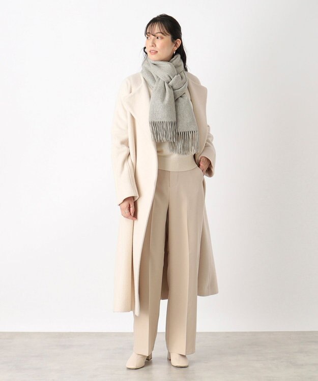 MOONBAT 【洗えるカシミヤ/大人百花1月号掲載】FURLA カシミヤ100%超大判無地 ストールマフラー／幅70cm グレー