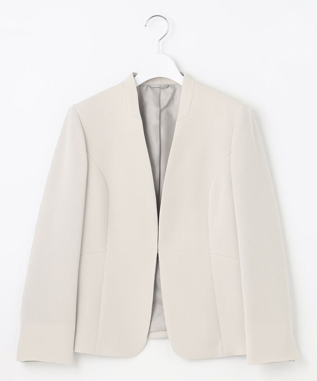 J.PRESS LADIES L 【WEB限定カラーあり・洗える】セラテリーダブルクロス ノーカラー ジャケット ベージュ系