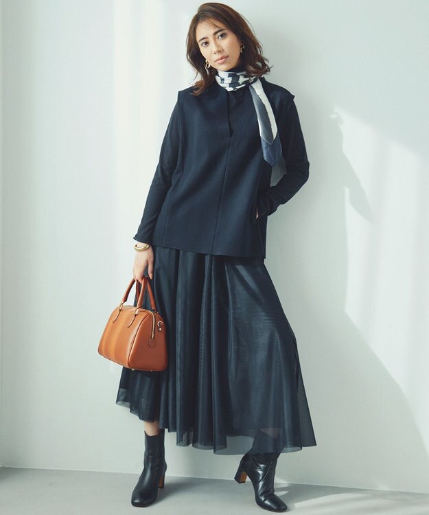 23区 【CLASSY.1月号掲載】スムージーコットン シアー ニット ブラック系