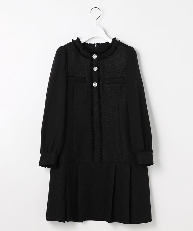 Feroux ツイードミディ ワンピース ブラック系