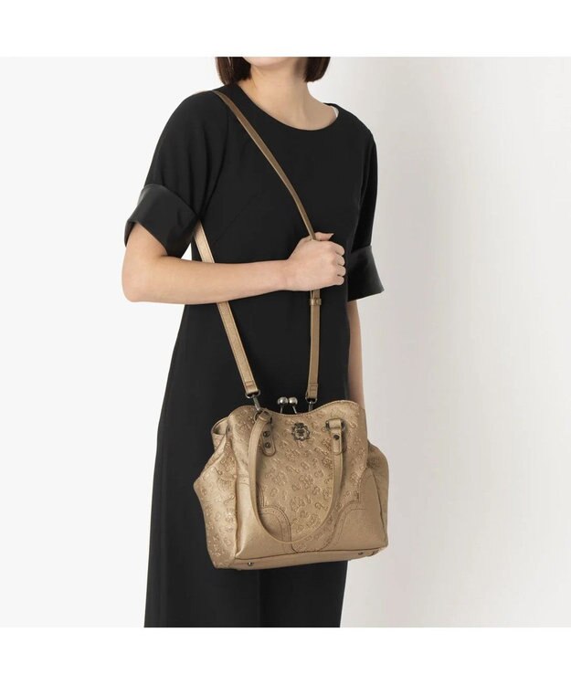 ANNA SUI ノーブル 2way口金ハンドバッグ ゴールド