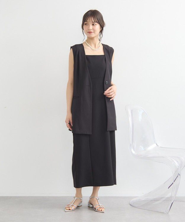 earth music&ecology ショルダータックジレ Black