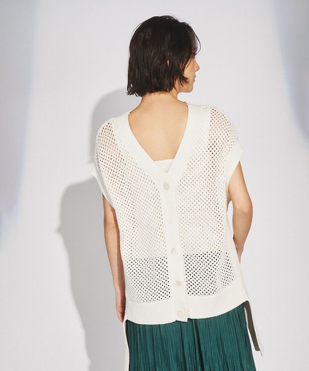 GRACE CONTINENTAL メッシュ2wayニットトップ ホワイト