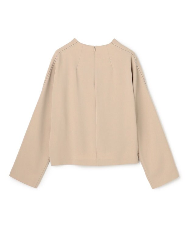 BEIGE， RUE / ドライタッチVネック配色ステッチブラウス Taupe