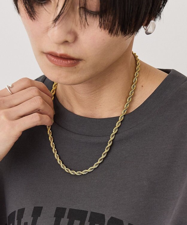 AMERICAN HOLIC 【ステンレス】ツイストチェーンネックレス Gold