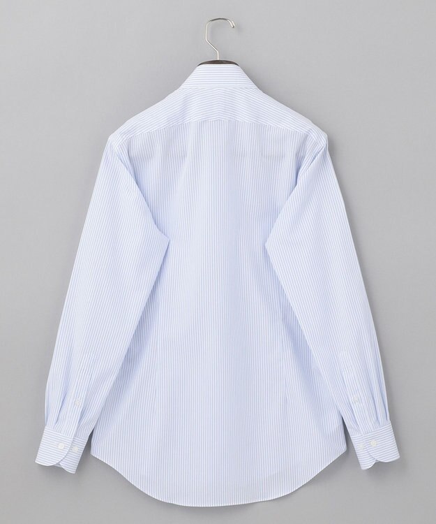 GOTAIRIKU 【形態安定】プレミアムプリーツシャツ_ワイドカラーストライプ サックスブルー系1