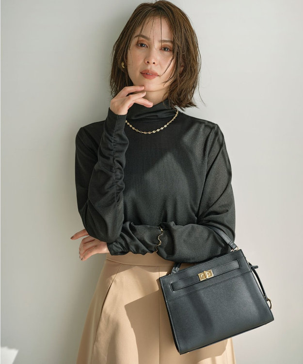 組曲 シャイニーシアータートル カットソー ブラック系