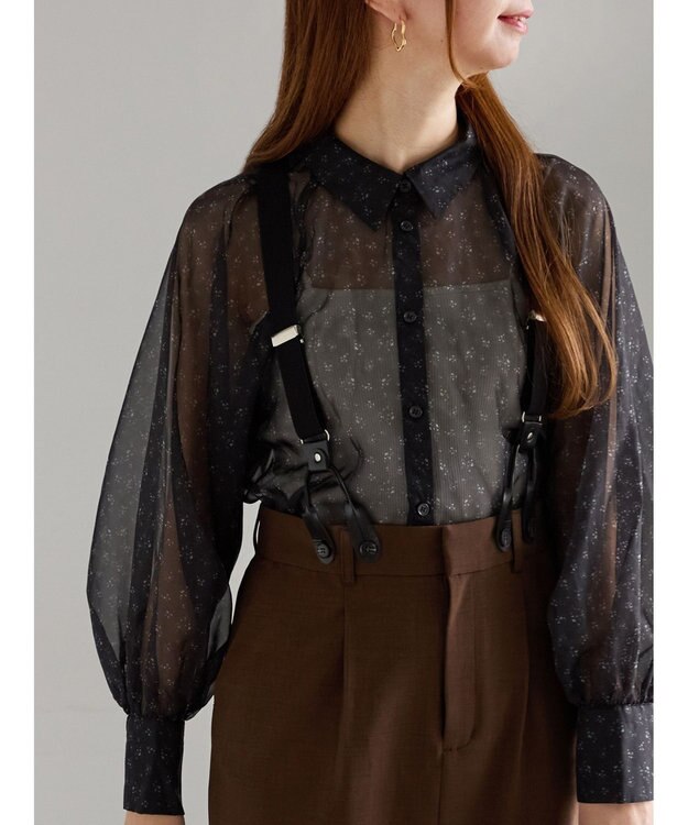 Te chichi シアーフラワーボリュームスリーブブラウス ブラック