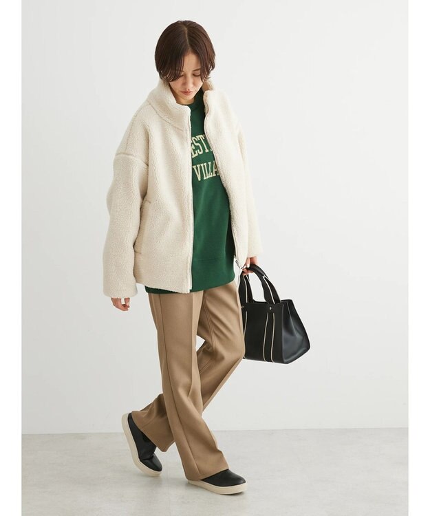 Green Parks スタンドカラーボアブルゾン Ivory