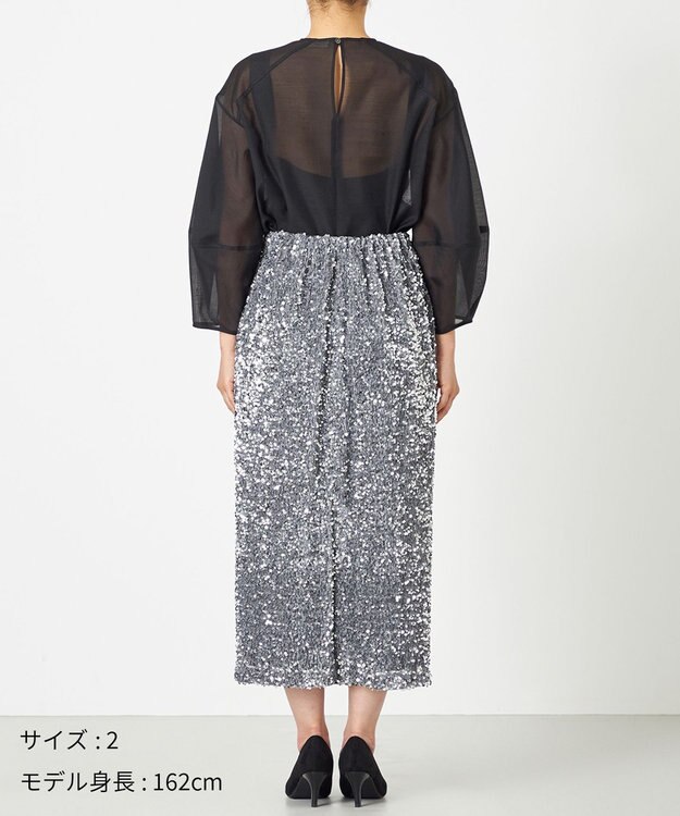 NAVE 【Nave・洗える】スパンコール スカート シルバー系