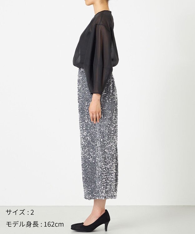 NAVE 【Nave・洗える】スパンコール スカート シルバー系