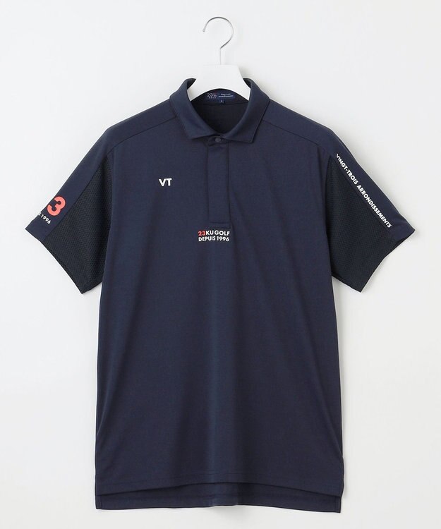 23区GOLF 【MEN】【吸水速乾】ポンチコンビ ポロシャツ ネイビー系