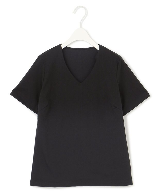 ICB L 【洗える】 スーペリアジャージー Vネック半袖プルオーバー ブラック系