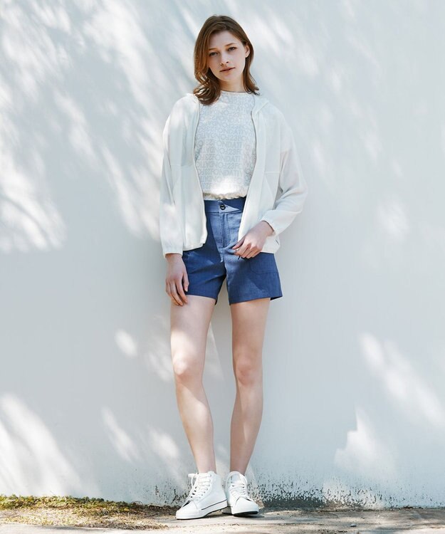 23区GOLF 【WOMEN】【23Fondation/WEB&一部店舗限定】ロゴ総柄 モックネックシャツ ホワイト系5