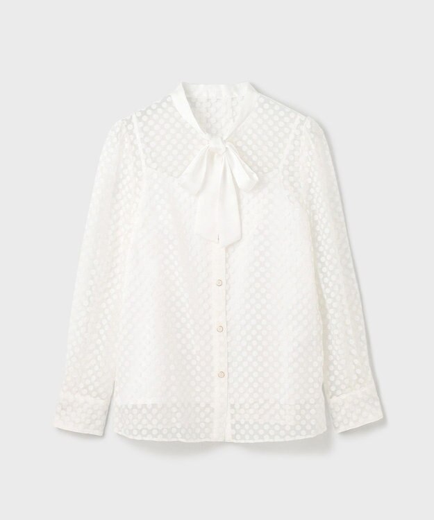 GRACE CONTINENTAL ドットオパールタイ付ブラウス ホワイト