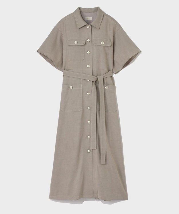 GRACE CONTINENTAL リネンデニムライクワンピース ベージュ