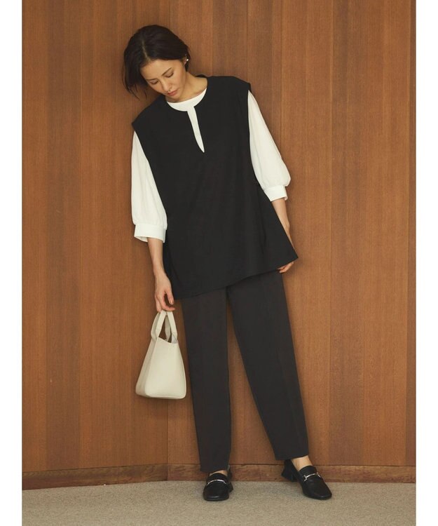 Green Parks キーネックカットベスト Black