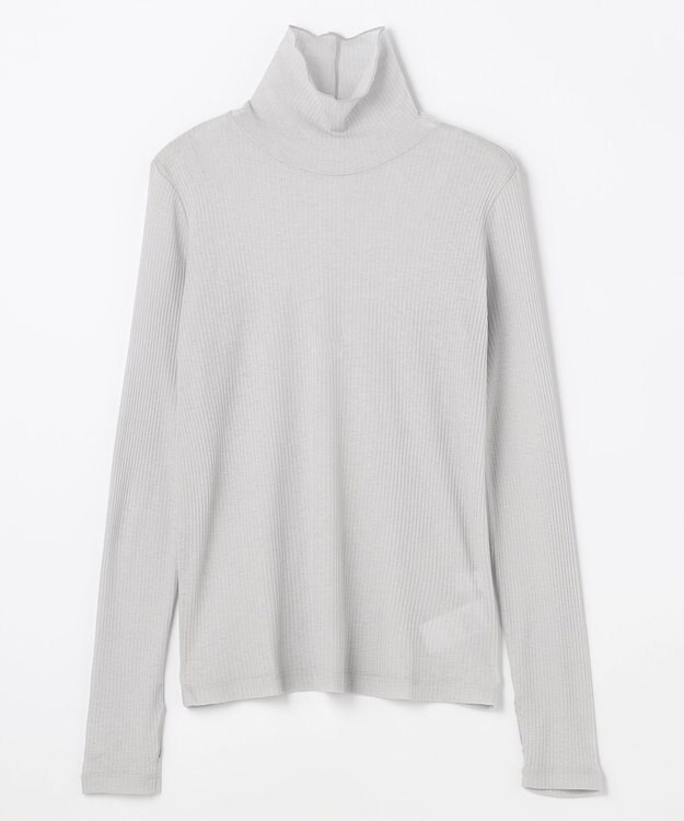 ANY L ウール混リブタートルネックカットソー グレー