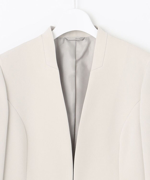 J.PRESS LADIES L 【WEB限定カラーあり・洗える】セラテリーダブルクロス ノーカラー ジャケット ベージュ系