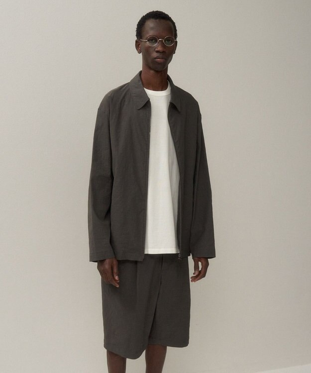 ATON STRETCH NYLON LINEN | ジップアップジャケット - UNISEX CHARCOAL GRAY