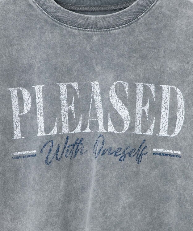 WEGO 【洗える】ヴィンテージウォッシュロールアップショートTシャツ グレーその他