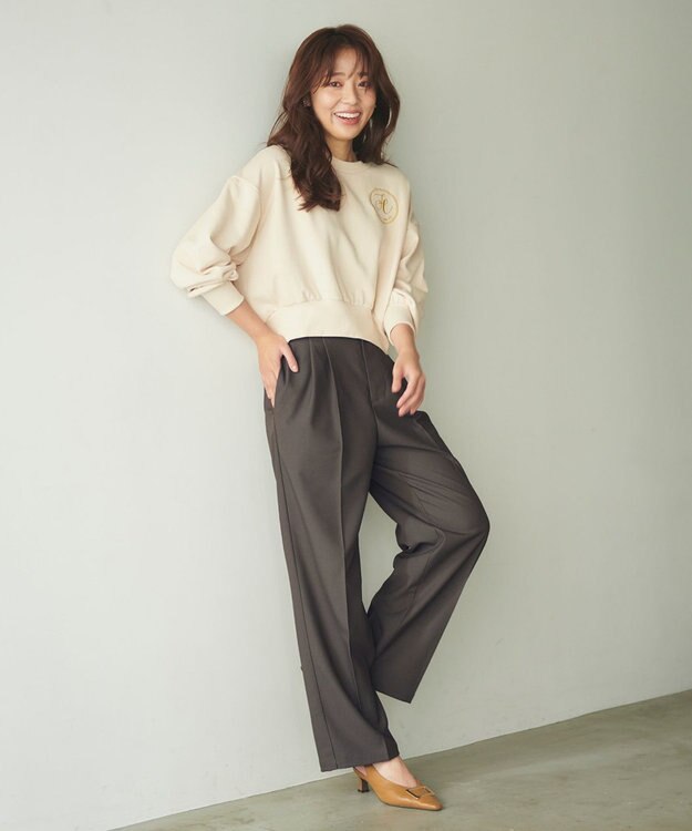 Feroux 【洗える】ロゴ刺繍裏毛 プルオーバー ベージュ系