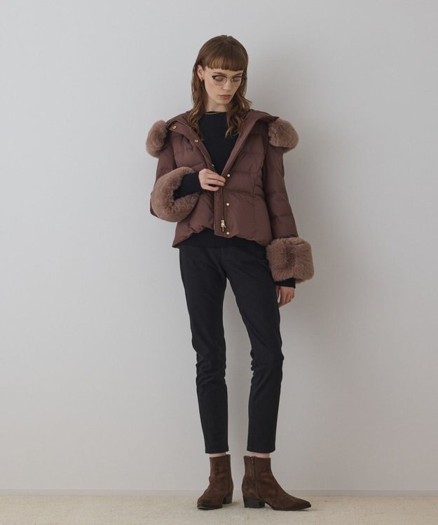 GRACE CONTINENTAL エコファーショートダウンジャケット ブラウン