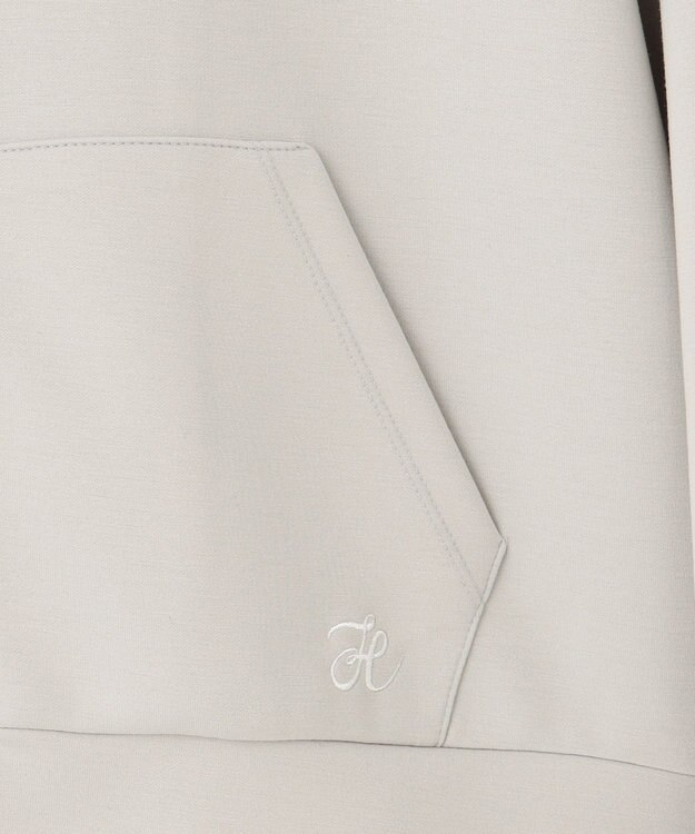 Feroux 【洗える】ダブルジップダンボールロゴ パーカー ライトグレー系