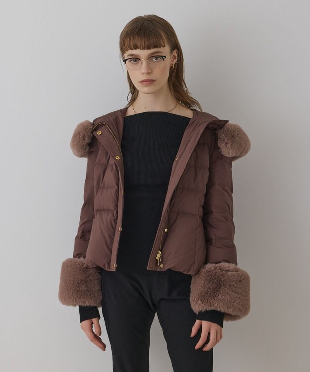 GRACE CONTINENTAL エコファーショートダウンジャケット ブラウン