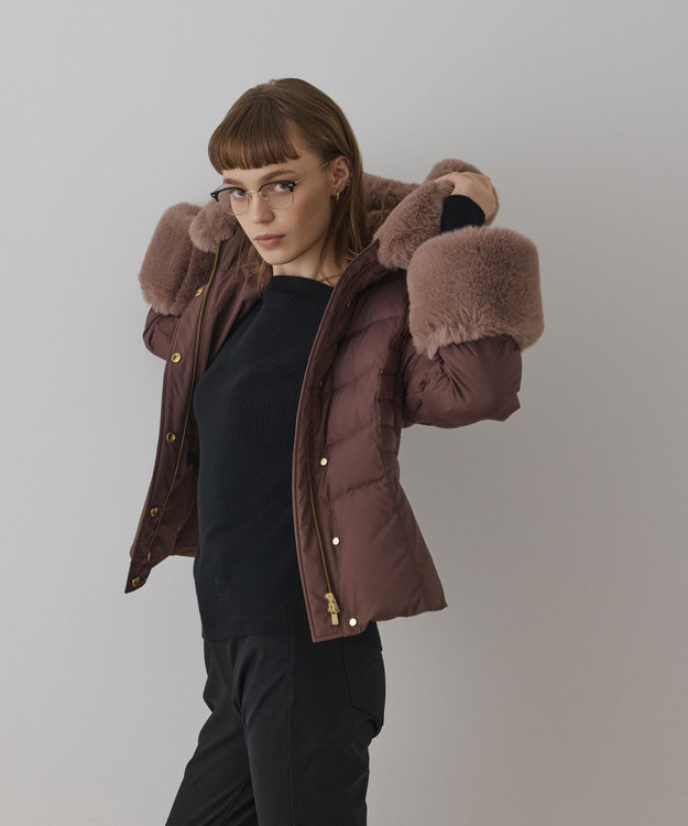 GRACE CONTINENTAL エコファーショートダウンジャケット ブラウン