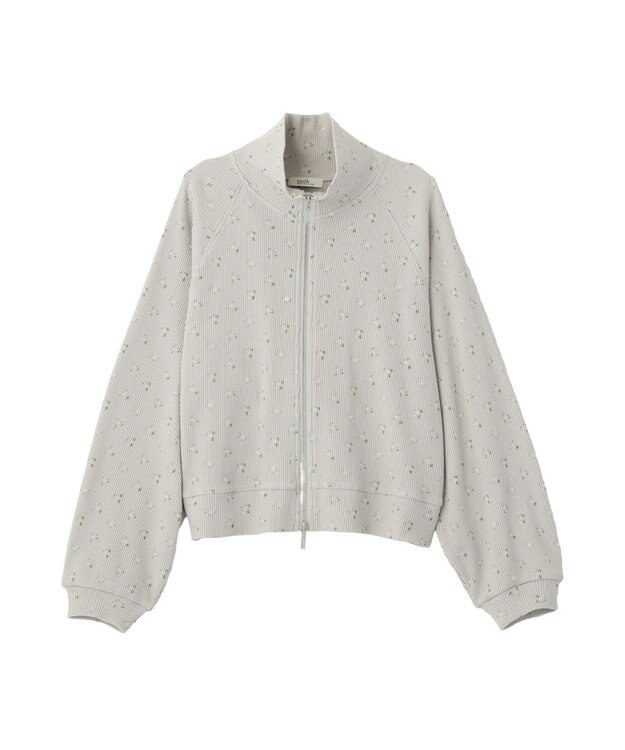 earth music&ecology 【予約】【綿100％】ダブルジップワッフルカーディガン フラワー