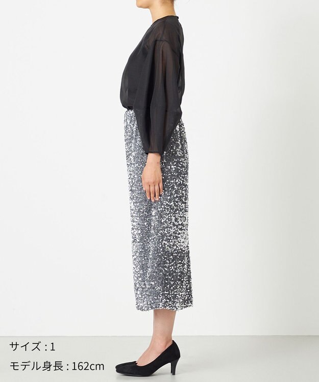 NAVE 【Nave・洗える】スパンコール スカート シルバー系